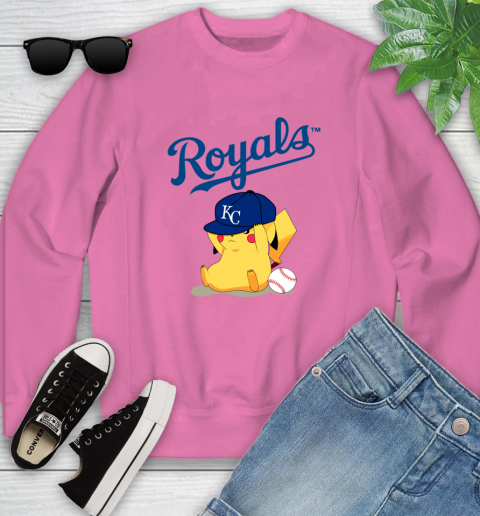 MLB Pikachu Baseball Sports Kansas City Royals Youth Sweatshirt 7
