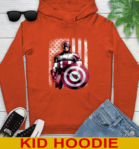 Arizona Cardinals NFL Football Captain America Marvel Avengers American Flag Shirt Youth Hoodie 4