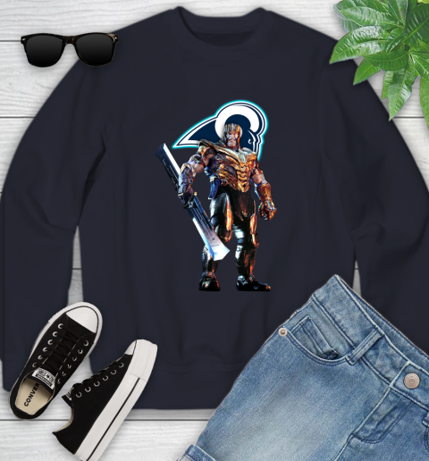 NFL Thanos Gauntlet Avengers Endgame Football Los Angeles Rams Youth Sweatshirt 3