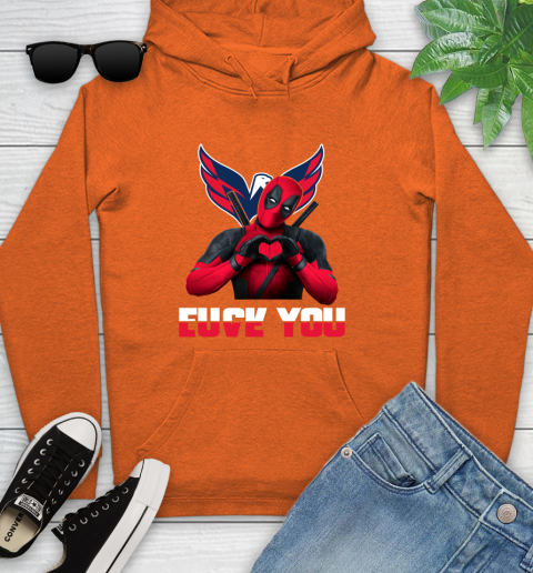 NHL Washington Capitals Deadpool Love You Fuck You Hockey Sports Youth Hoodie 4