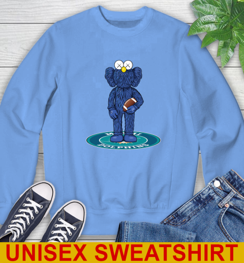 NFL Football Miami Dolphins Kaws Bff Blue Figure Shirt Sweatshirt - Image 12
