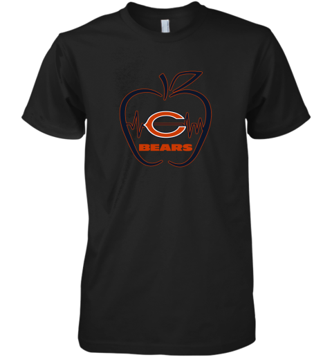 Apple Heartbeat Teacher Symbol Chicago Bears Premium Men's T-Shirt