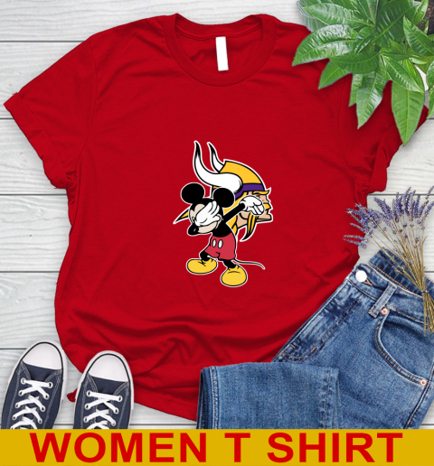 Minnesota Vikings NFL Football Dabbing Mickey Disney Sports Women's T-Shirt 10