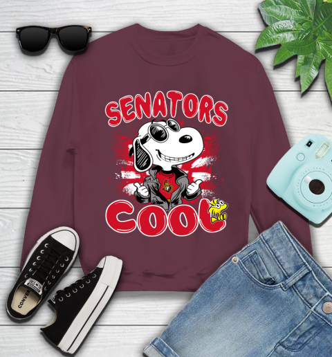 NHL Hockey Ottawa Senators Cool Snoopy Shirt Youth Sweatshirt 3