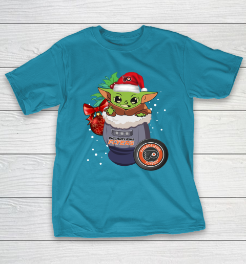 Philadelphia Flyers Christmas Baby Yoda Star Wars Funny Happy NHL T-Shirt 8