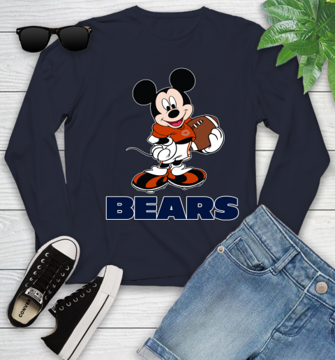 NFL Football Chicago Bears Cheerful Mickey Mouse Shirt Youth Long Sleeve 3