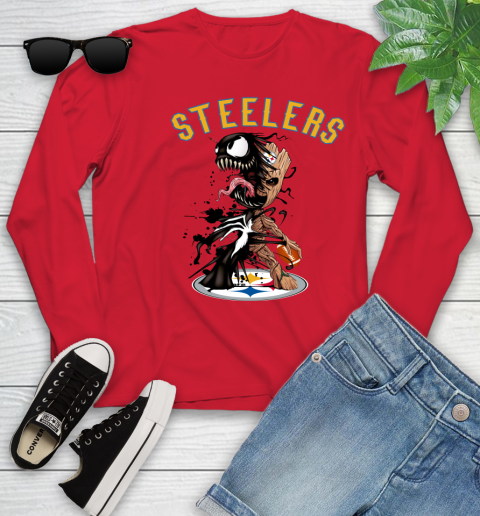 NFL Pittsburgh Steelers Football Venom Groot Guardians Of The Galaxy Youth Long Sleeve 11