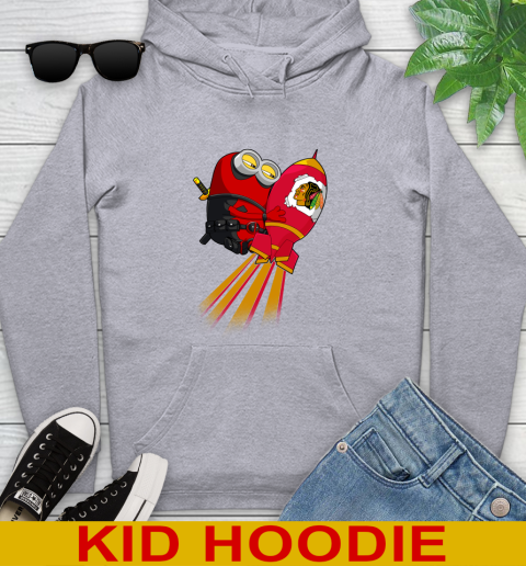 NHL Hockey Chicago Blackhawks Deadpool Minion Marvel Shirt Youth Hoodie - Image 7