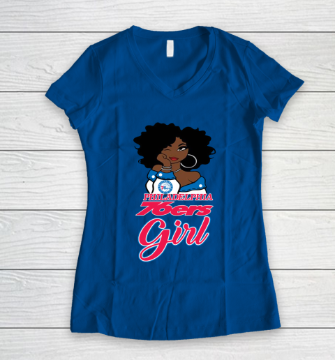 Philadelphia 76ers Girl NBA Women's V-Neck T-Shirt 9