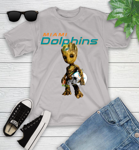 Miami Dolphins NFL Football Groot Marvel Guardians Of The Galaxy Youth T-Shirt 12