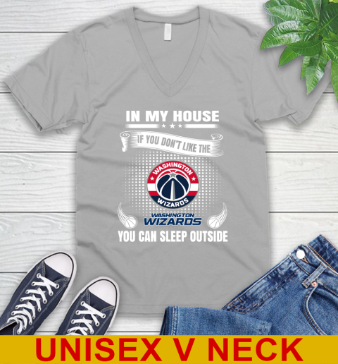 Washington Wizards NBA Basketball In My House If You Don't Like The Wizards You Can Sleep Outside Shirt V-Neck T-Shirt 4 Washington Wizards NBA Basketball In My House If You Don't Like The Wizards You Can Sleep Outside Shirt V-Neck T-Shirt - Image 4
