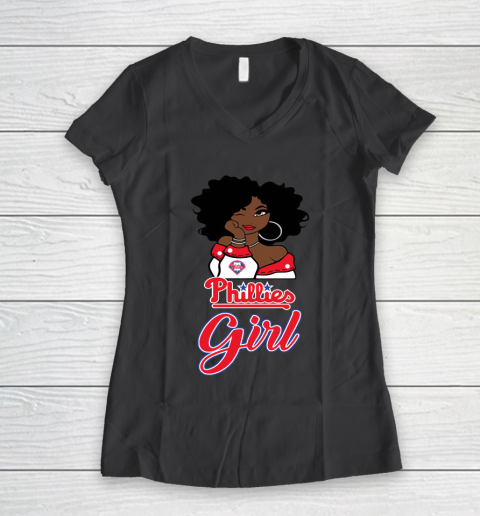 Philadelphia Philliess Girl MLB Women's V-Neck T-Shirt 8