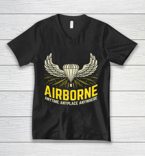 Veteran Shirt US American Airborne Paratrooper Parachutist V-Neck T-Shirt