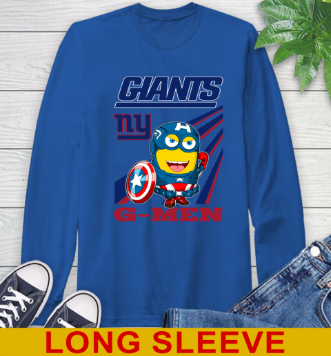 NFL Football New York Giants Captain America Marvel Avengers Minion Shirt Long Sleeve T-Shirt 11