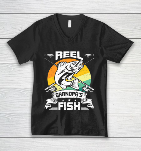 GrandFather gift shirt Reel Grandpa's Fish Funny Fly Fishing Gift T Shirt V-Neck T-Shirt