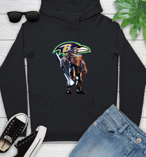 NFL Thanos Gauntlet Avengers Endgame Football Baltimore Ravens Youth Hoodie 2