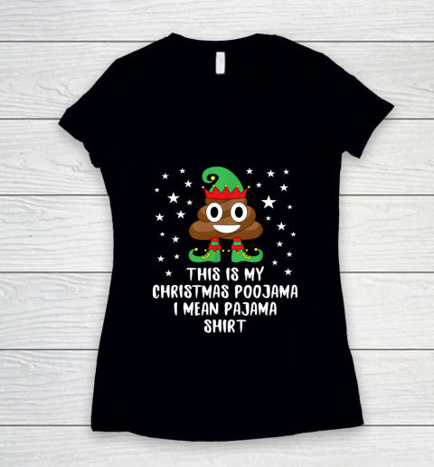 Elf Poop Emoji This Is My Christmas Poojama Pajama Women's V-Neck T-Shirt