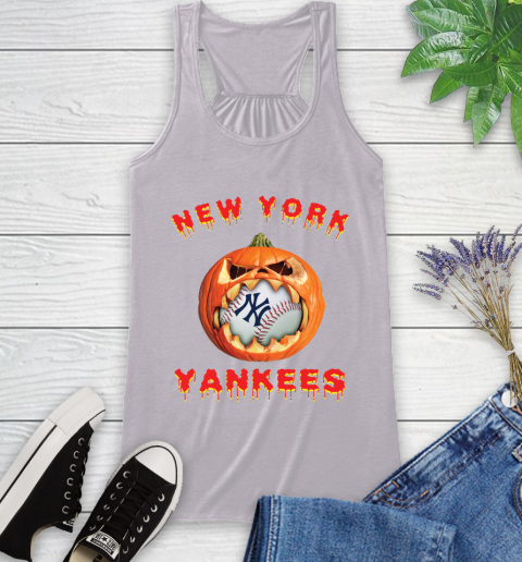 MLB New York Yankees Halloween Pumpkin Baseball Sports Racerback Tank 6 MLB New York Yankees Halloween Pumpkin Baseball Sports Racerback Tank - Image 6