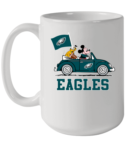 NFL Football Philadelphia Eagles Pluto Mickey Driving Disney Shirt Ceramic Mug 15oz