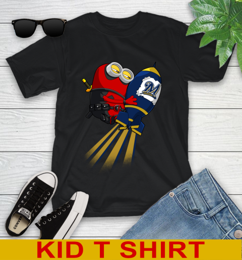 MLB Baseball Milwaukee Brewers Deadpool Minion Marvel Shirt Youth T-Shirt