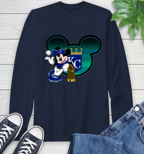 MLB Kansas City Royals The Commissioner's Trophy Mickey Mouse Disney Long Sleeve T-Shirt 4