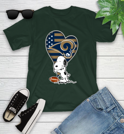 Los Angeles Rams NFL Football The Peanuts Movie Adorable Snoopy Youth T-Shirt 5