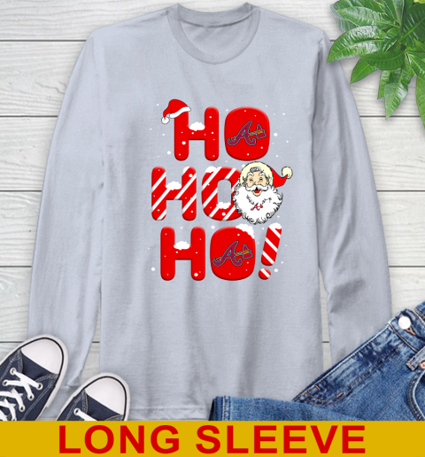 Atlanta Braves MLB Baseball Ho Ho Ho Santa Claus Merry Christmas Shirt Long Sleeve T-Shirt 6