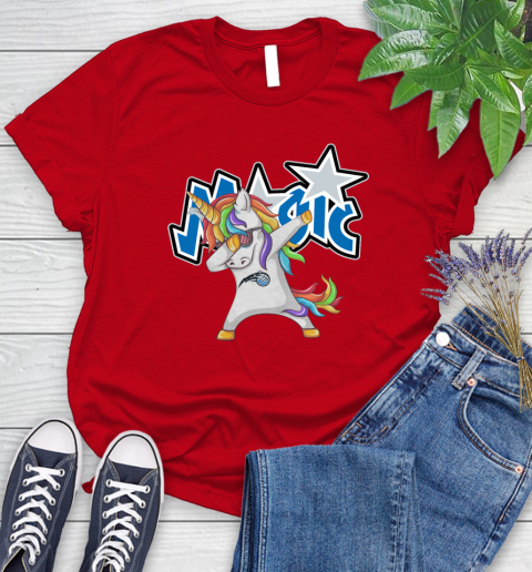 Orlando Magic NBA Basketball Funny Unicorn Dabbing Sports Women's T-Shirt 9