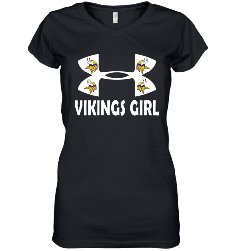 NFL Minnesota Vikings Girl Under Armour Football Sports 3QKWnzKRysq women v neck t shirt 39 95 151514 front black