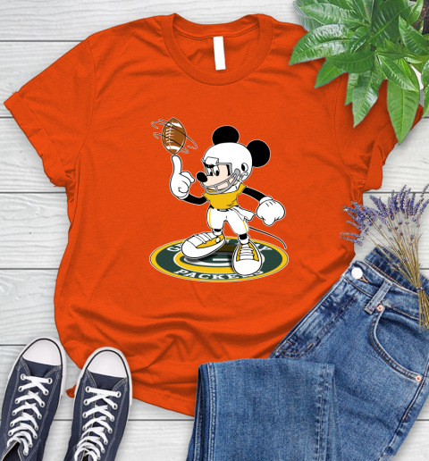 NFL Football Green Bay Packers Cheerful Mickey Disney Shirt Women's T-Shirt 4