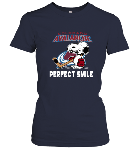 rvzv colorado avalanche snoopy perfect smile the peanuts ladies t shirt 20 front navy