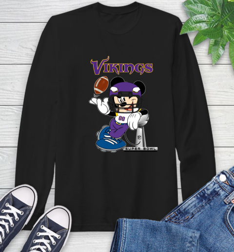 NFL Minnesota Vikings Mickey Mouse Disney Super Bowl Football T Shirt Long Sleeve T-Shirt 2
