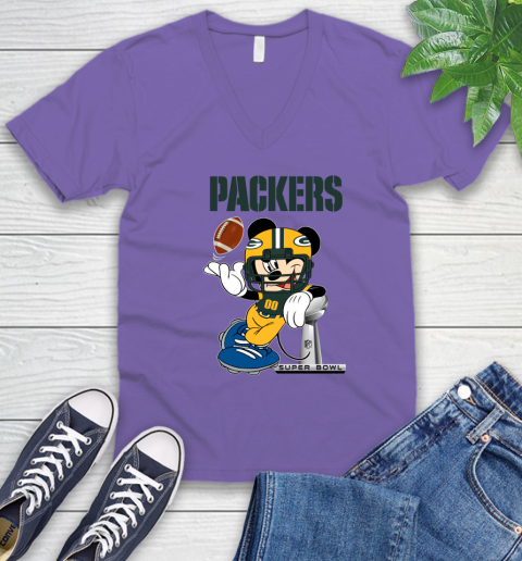 NFL Green Bay Packers Mickey Mouse Disney Super Bowl Football T Shirt V-Neck T-Shirt 10