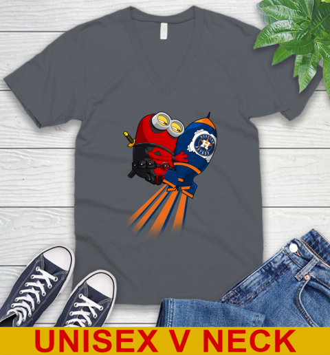 MLB Baseball Houston Astros Deadpool Minion Marvel Shirt V-Neck T-Shirt 4