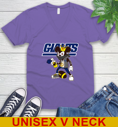 New York Giants NFL Football Mickey Peace Sign Sports V-Neck T-Shirt 9