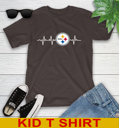 Pittsburgh Steelers NFL Football Heart Beat Shirt Youth T-Shirt 6
