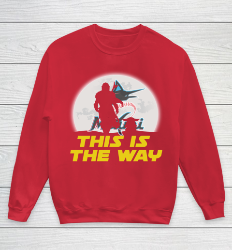 Miami Marlins MLB Baseball Star Wars Yoda And Mandalorian This Is The Way Youth Sweatshirt 7