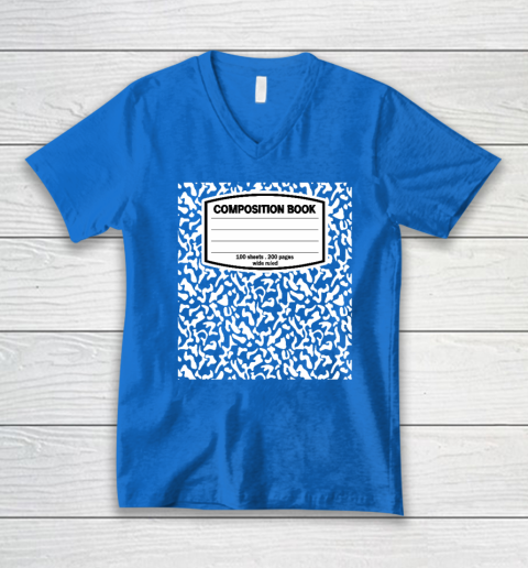 Composition Book Notebook Matching group Halloween Teacher V-Neck T-Shirt 4