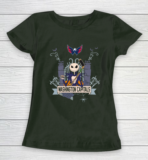 NHL Washington Capitals Hockey Jack Skellington Halloween Women's T-Shirt 4