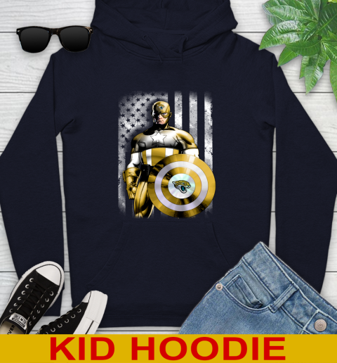 Jacksonville Jaguars NFL Football Captain America Marvel Avengers American Flag Shirt Youth Hoodie 3