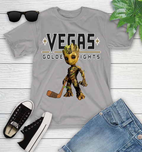 Vegas Golden Knights NHL Hockey Groot Marvel Guardians Of The Galaxy Youth T-Shirt 4