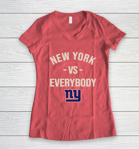 New York Giants Vs Everybody Women's V-Neck T-Shirt 4