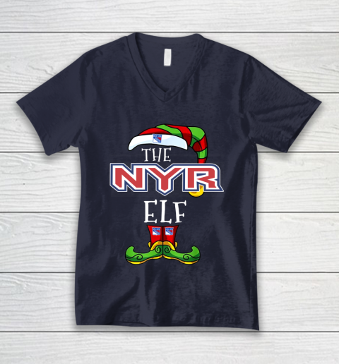 New York Rangers Christmas ELF Funny NHL V-Neck T-Shirt 2