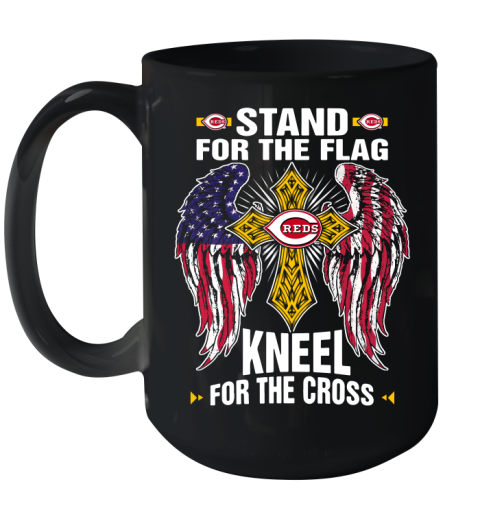 MLB Baseball Cincinnati Reds Stand For Flag Kneel For The Cross Shirt Ceramic Mug 15oz