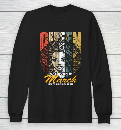 Queens are Born in March Shirts for Women Birthday Girl Long Sleeve T-Shirt