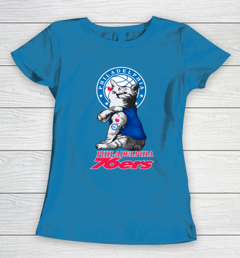 NBA Basketball My Cat Loves Philadelphia 76ers Women's T-Shirt 6