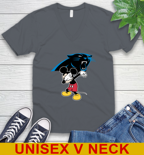 Carolina Panthers NFL Football Dabbing Mickey Disney Sports V-Neck T-Shirt 5