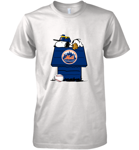 New York Mets Snoopy And Woodstock Resting Together MLB Premium Men's T-Shirt