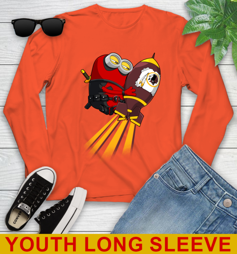 NFL Football Washington Redskins Deadpool Minion Marvel Shirt Youth Long Sleeve 3