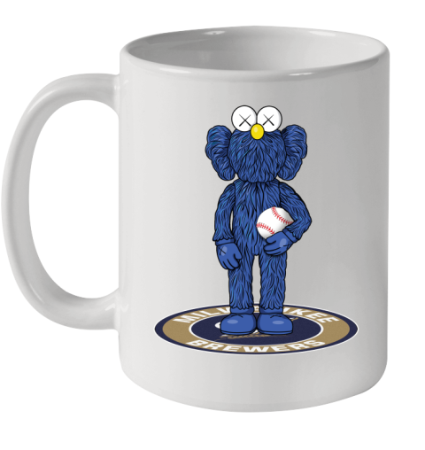 MLB Baseball Milwaukee Brewers Kaws Bff Blue Figure Shirt Ceramic Mug 11oz
